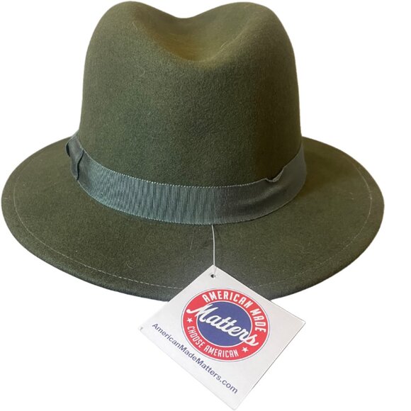 Orvis Matters 100% Wool Forest Green Fedora Hat - Picture 2 of 4